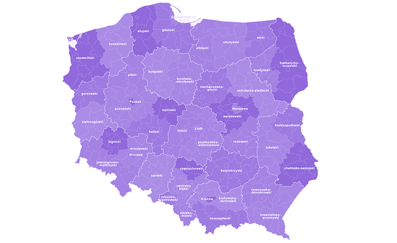 Mapa krajów, z którymi współpracujemy w Europie